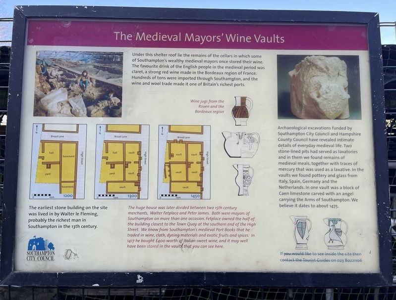 The Medieval Mayors' Wine Vaults Marker. Click for full size. The Medieval Mayors' Wine Vaults Marker image. Click for full size.