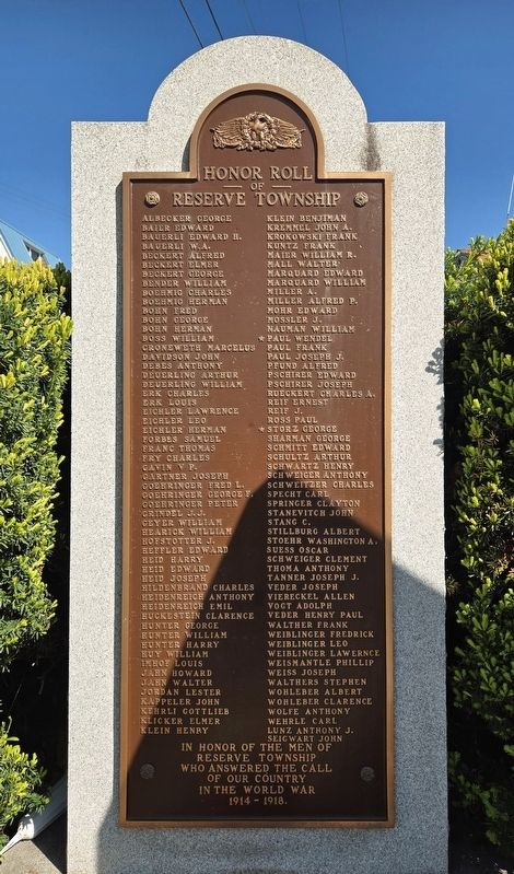 Honor Roll of Reserve Township Marker image. Click for full size.