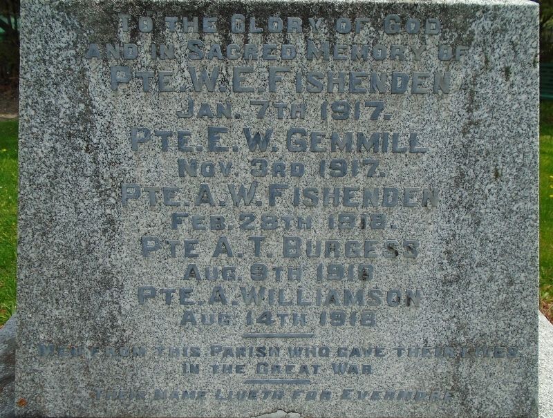 War Memorial WWI Honoured Dead. Click for full size. War Memorial WWI Honoured Dead image. Click for full size.