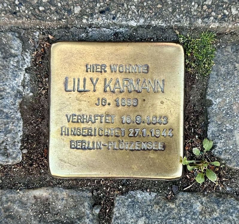 Lilly Karmann stolperstein image. Click for full size.