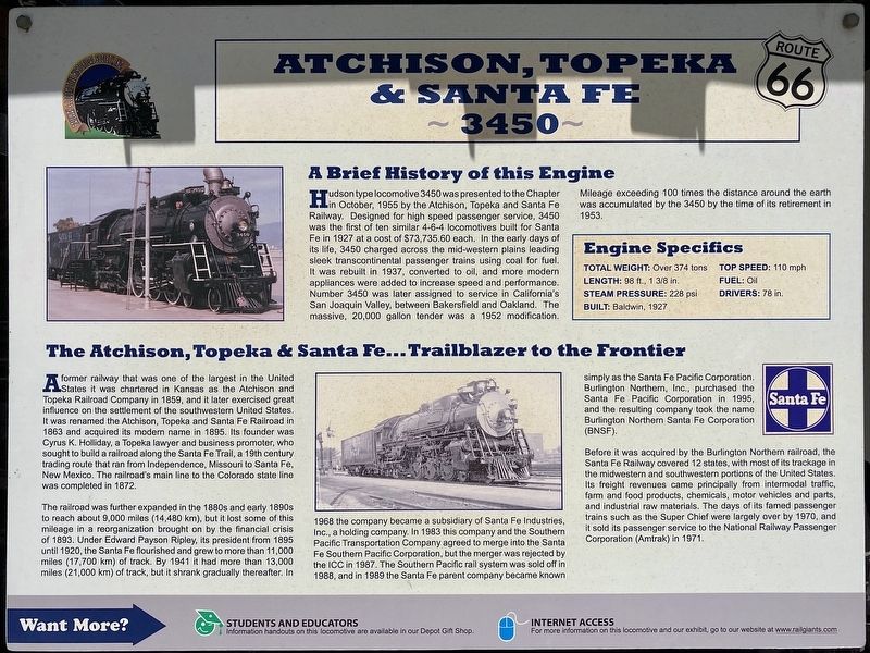 Santa Fe 3450 Marker. Click for full size. Santa Fe 3450 Marker image. Click for full size.