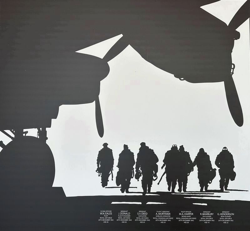 Lancaster R5512 memorial illustration (just to the left of the marker) image. Click for full size.