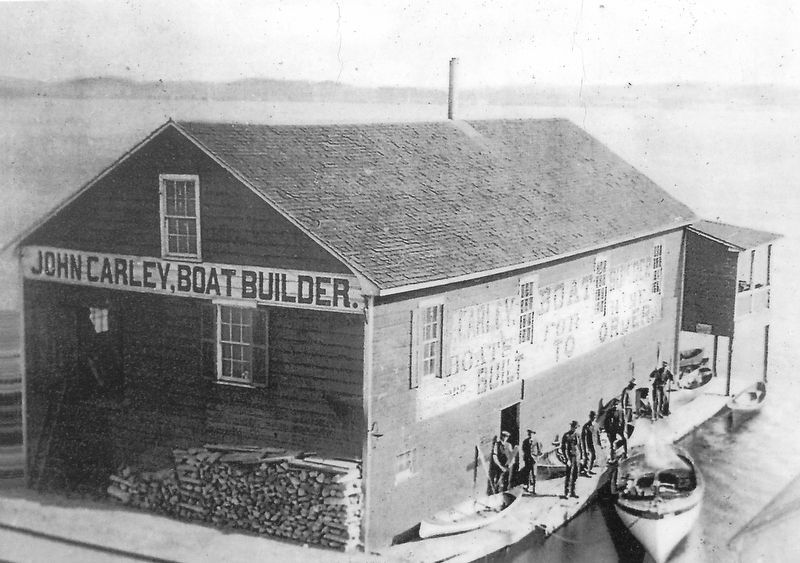 Marker detail: John Carley's boathouse on the west side of the Mulcaster dock image. Click for full size.