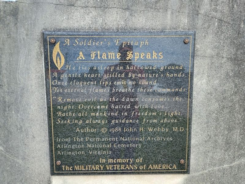 A Soldier's Epitaph Marker. Click for full size. A Soldier's Epitaph Marker image. Click for full size.