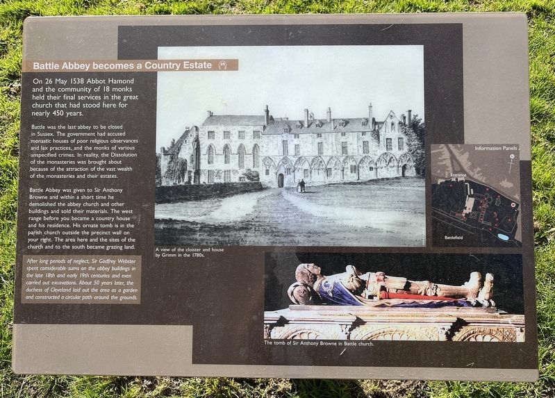 Battle Abbey Becomes a Country Estate Marker. Click for full size. Battle Abbey Becomes a Country Estate Marker image. Click for full size.