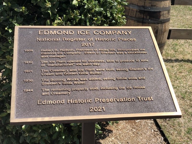 Edmond Ice Company Marker. Click for full size. Edmond Ice Company Marker image. Click for full size.