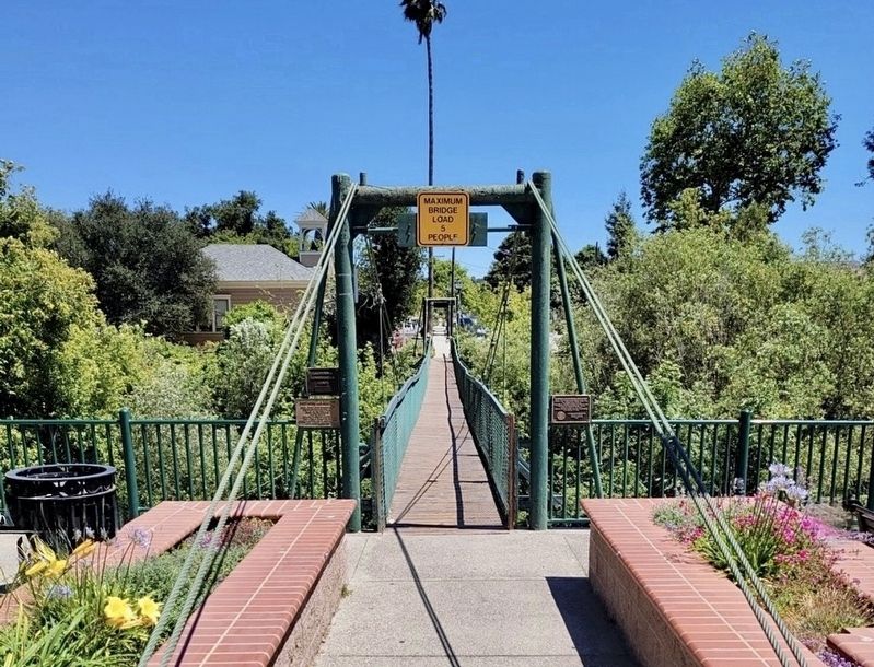 Swinging Bridge and Marker. Click for full size. Swinging Bridge and Marker image. Click for full size.