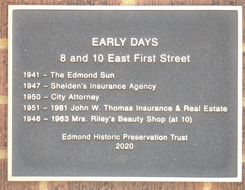 Early Days Marker. Click for full size. Early Days Marker image. Click for full size.