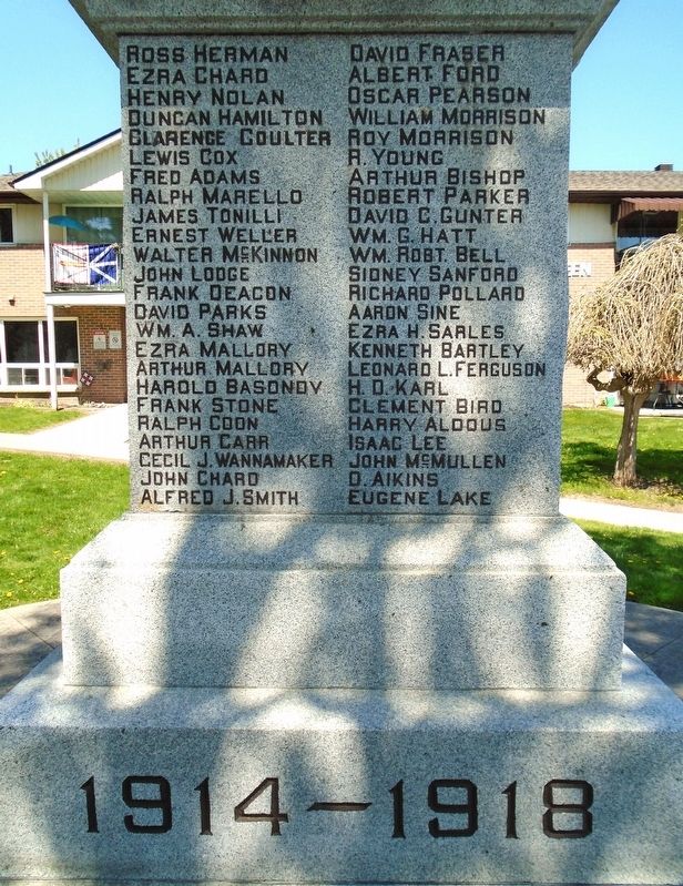World War I Honoured Dead. Click for full size. World War I Honoured Dead image. Click for full size.