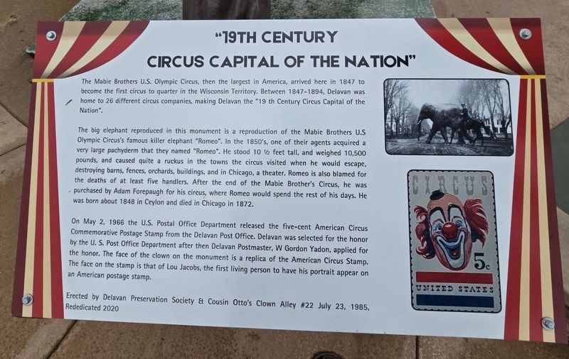 "19th Century Circus Capital of the Nation" Marker. Click for full size. "19th Century Circus Capital of the Nation" Marker image. Click for full size.
