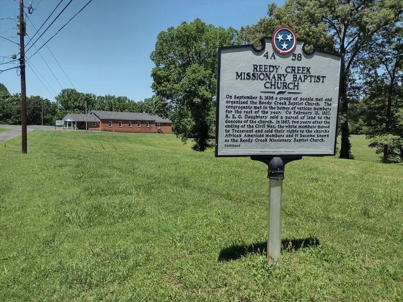 Reedy Creek Missionary Baptist Church Marker. Click for full size. Reedy Creek Missionary Baptist Church Marker image. Click for full size.