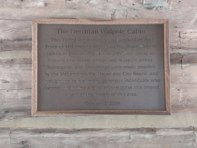 The Newman Walpole Cabin Marker image. Click for full size.