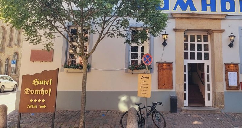 The Rathhof Marker is located on the corner of the hotel. Click for full size. The Rathhof Marker is located on the corner of the hotel image. Click for full size.