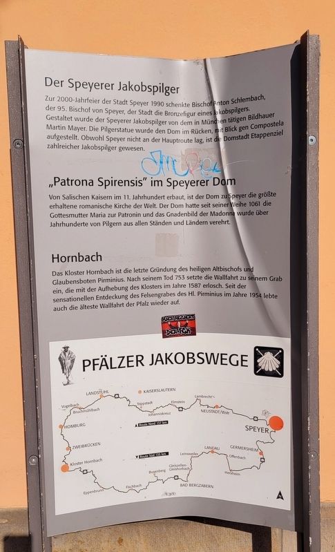 Der Speyerer Jakobspilger / The Speyer St. James Pilgrim Marker. Click for full size. Der Speyerer Jakobspilger / The Speyer St. James Pilgrim Marker image. Click for full size.