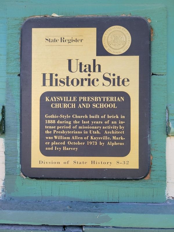 Kaysville Presbyterian Church and School Marker. Click for full size. Kaysville Presbyterian Church and School Marker image. Click for full size.
