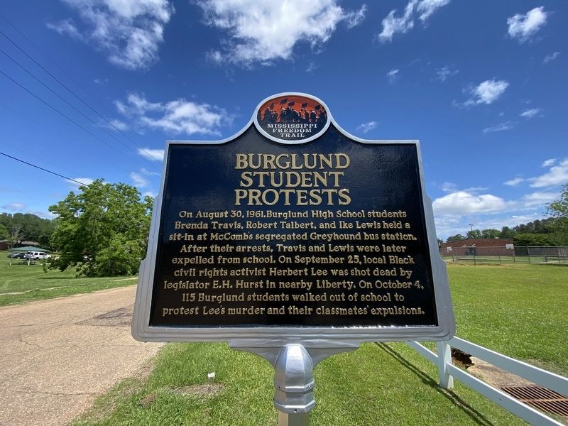 Burglund Student Protests Marker, Side One. Click for full size. Burglund Student Protests Marker, Side One image. Click for full size.