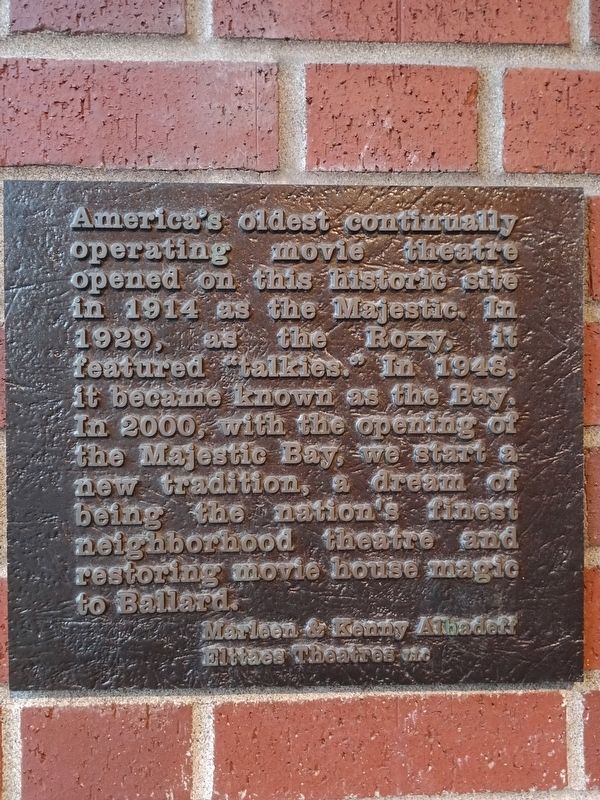 America's Oldest Continually Operating Movie Theatre Marker image. Click for full size.