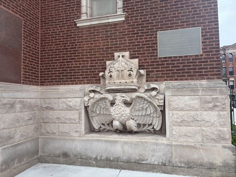 St. Stanislaus Kostka Auditorium Crowned Eagle and historical marker image. Click for full size.
