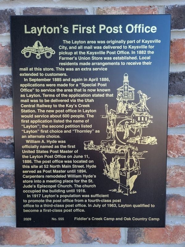 Layton's First Post Office Marker image. Click for full size.