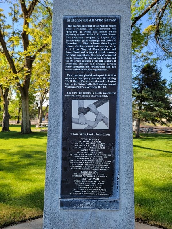 In Honor of All Who Served Marker image. Click for full size.