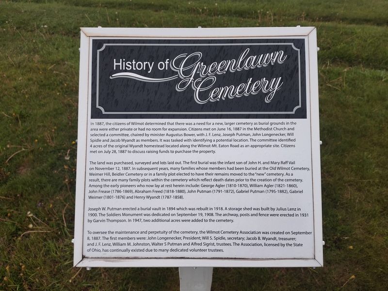 History of of Greenlawn Cemetery Marker image. Click for full size.