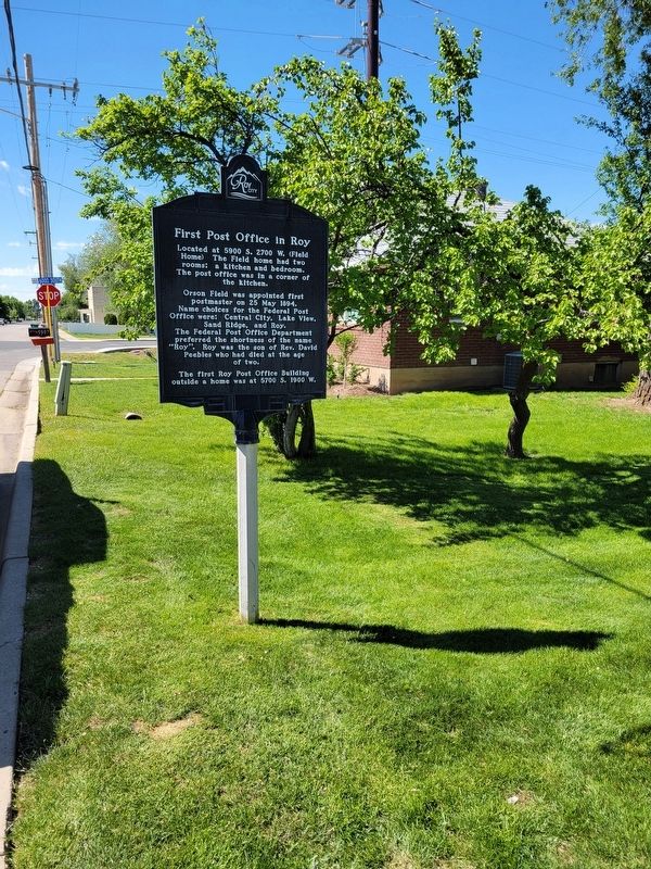 First Post Office in Roy Marker. Click for full size. First Post Office in Roy Marker image. Click for full size.