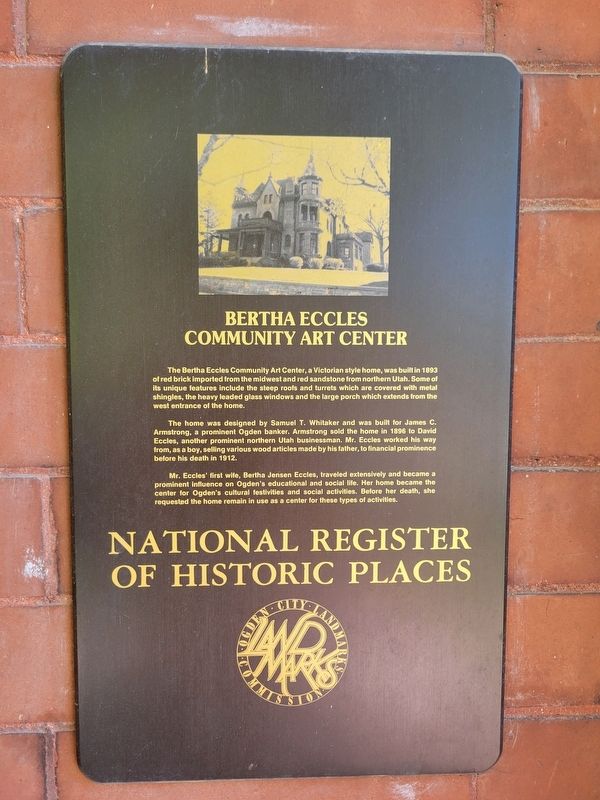Bertha Eccles Community Art Center Marker image. Click for full size.