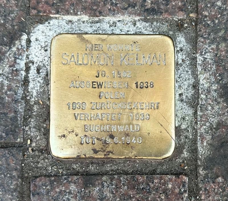 Salomon Kelman stolperstein image. Click for full size.