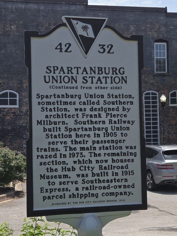 Spartanburg Union Station Marker Side. Click for full size. Spartanburg Union Station Marker Side image. Click for full size.