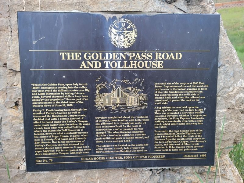 The Golden Pass Road and Tollhouse Marker. Click for full size. The Golden Pass Road and Tollhouse Marker image. Click for full size.