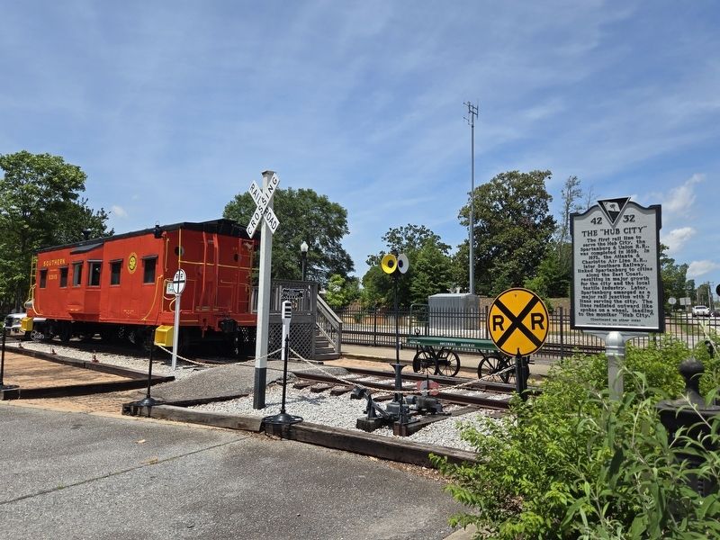 The "Hub City" Marker side near the caboose for the Hub City Railroad Museum. Click for full size. The "Hub City" Marker side near the caboose for the Hub City Railroad Museum image. Click for full size.
