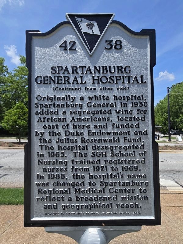 Spartanburg General Hospital Marker Reverse image. Click for full size.