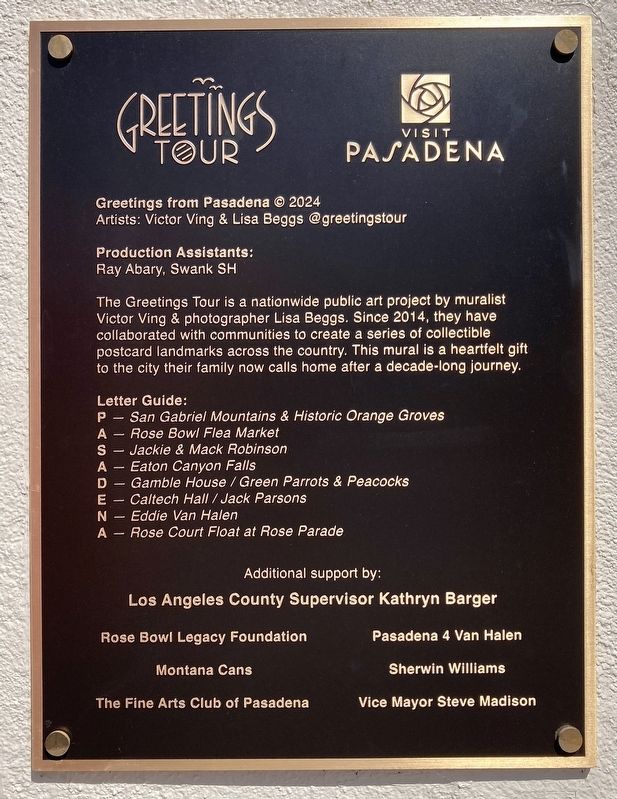 Greetings from Pasadena Marker. Click for full size. Greetings from Pasadena Marker image. Click for full size.