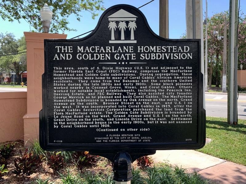 The MacFarlane Homestead and Golden Gate Subdivision Marker Side 1. Click for full size. The MacFarlane Homestead and Golden Gate Subdivision Marker Side 1 image. Click for full size.