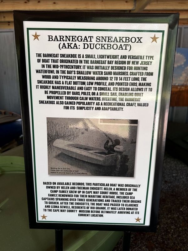 Barnegat Sneakbox Marker image. Click for full size.