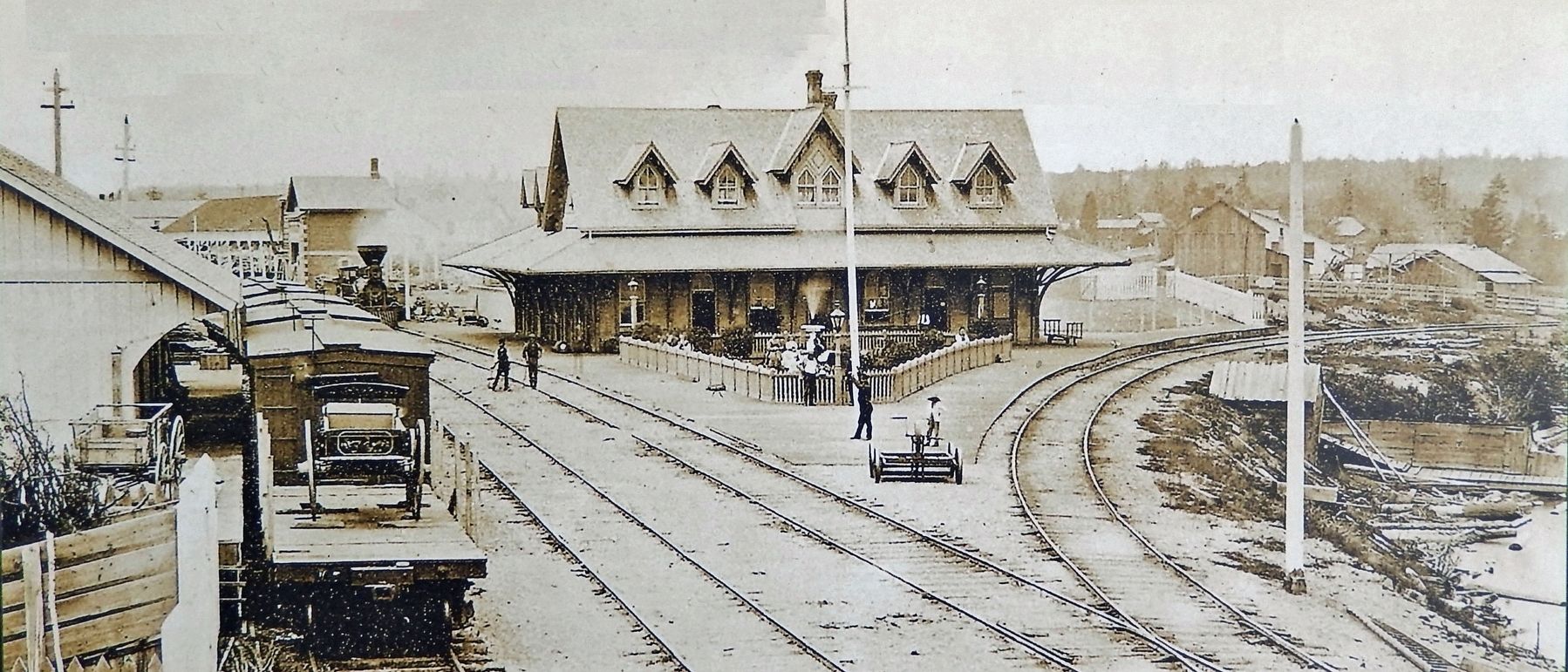 Marker detail: First Brick Station at Allandale image. Click for full size.