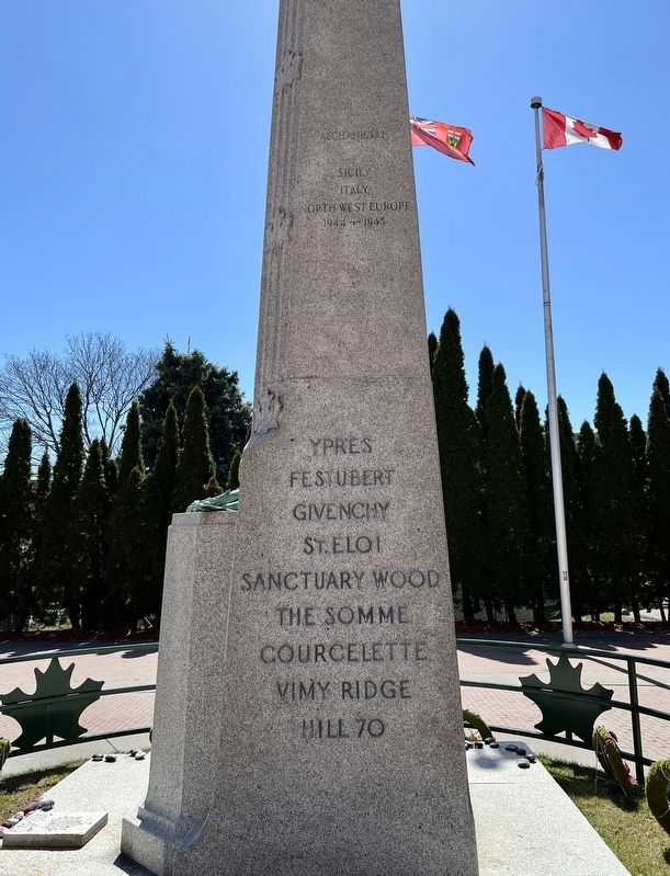 Bowmanville Cenotaph, north side. Click for full size. Bowmanville Cenotaph, north side image. Click for full size.