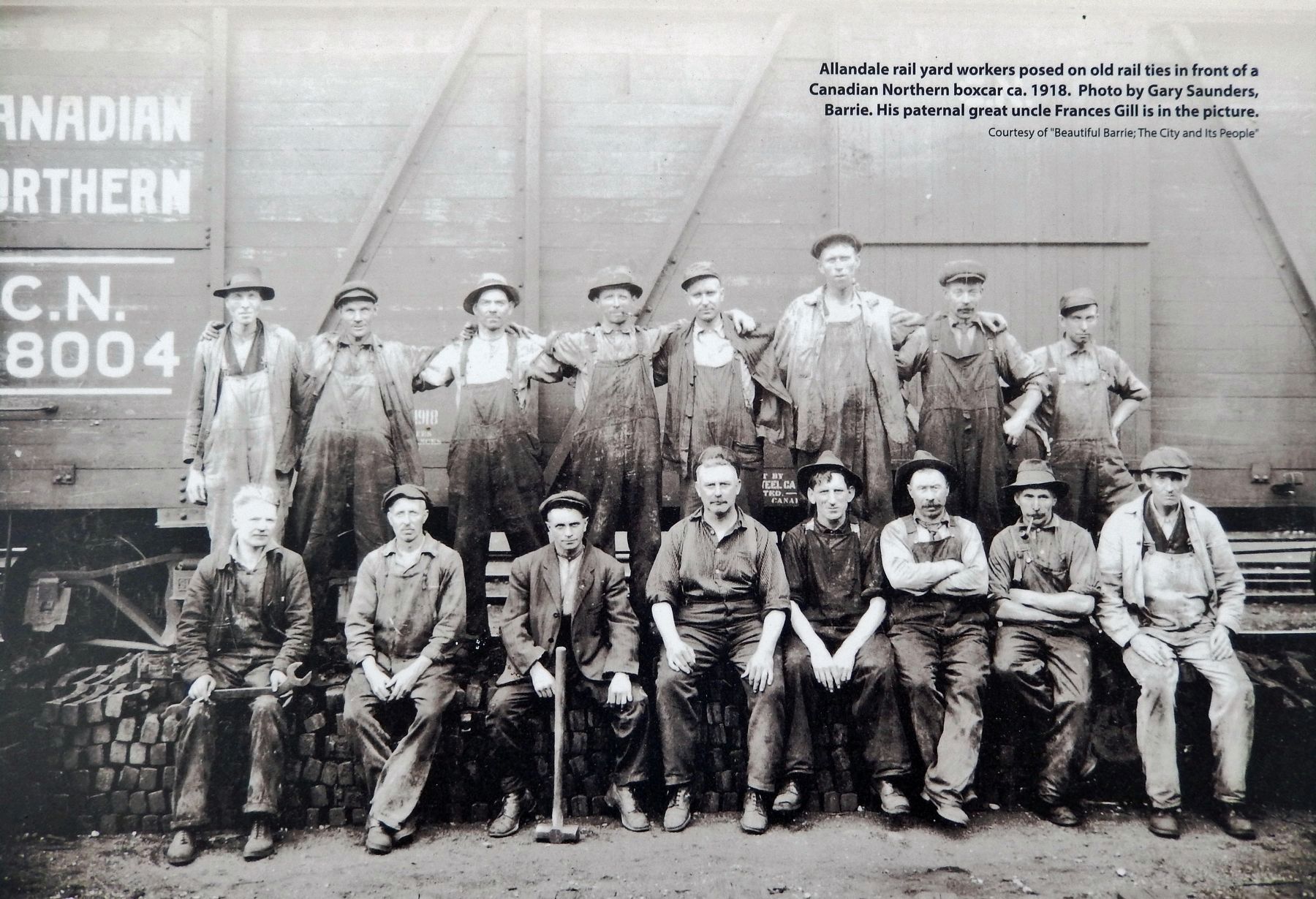 Marker detail: Allandale Rail Yard Workers, ca. 1918 image. Click for full size.