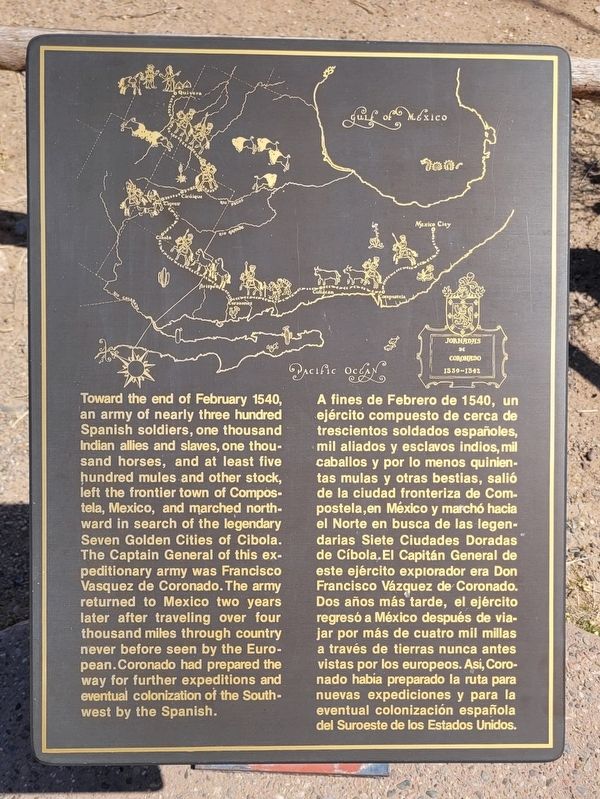 Francisco Vasquez de Coronado Marker. Click for full size. Francisco Vasquez de Coronado Marker image. Click for full size.
