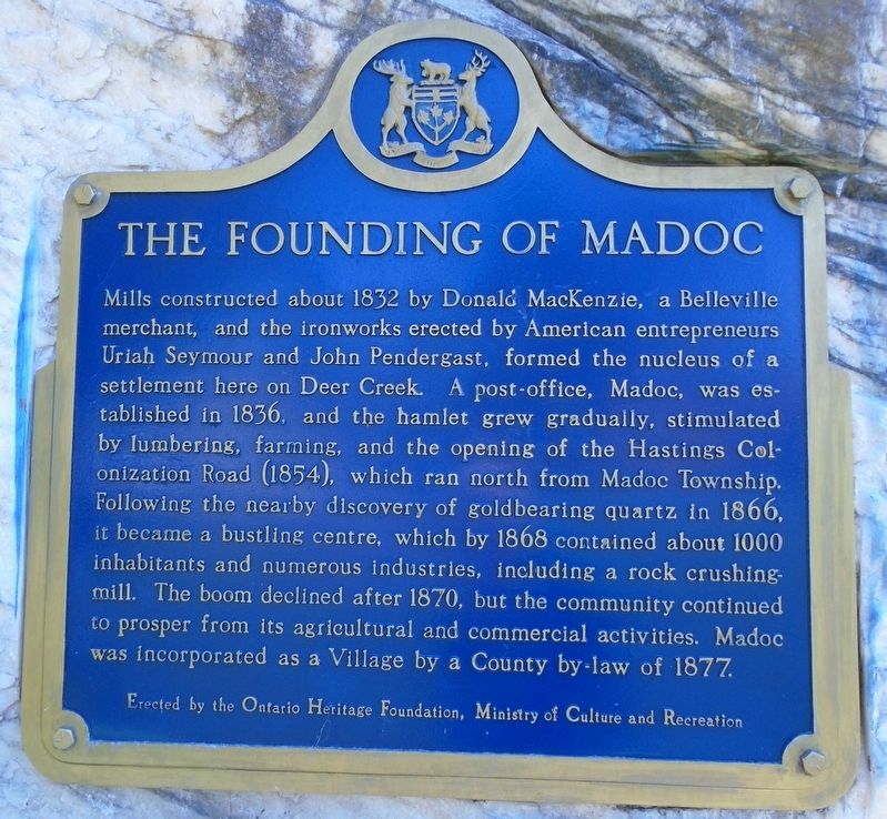 The Founding of Madoc Marker. Click for full size. The Founding of Madoc Marker image. Click for full size.