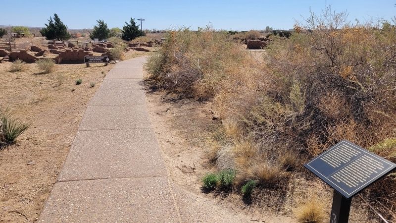 The view of the Pueblo Marker along the walkway. Click for full size. The view of the Pueblo Marker along the walkway image. Click for full size.