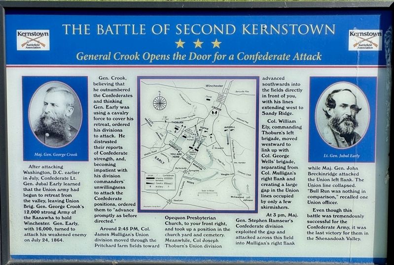The Battle of Second Kernstown Marker. Click for full size. The Battle of Second Kernstown Marker image. Click for full size.