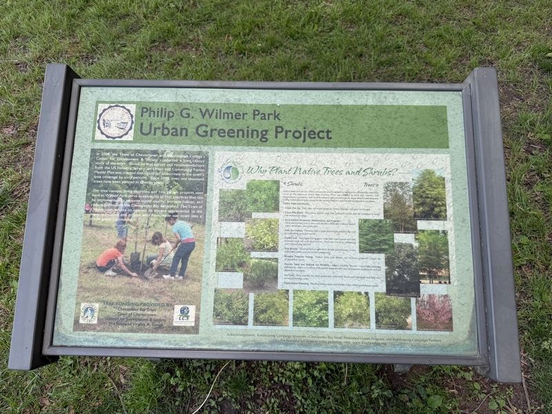 Philip G. Wilmer Park Urban Greening Project Marker image. Click for full size.