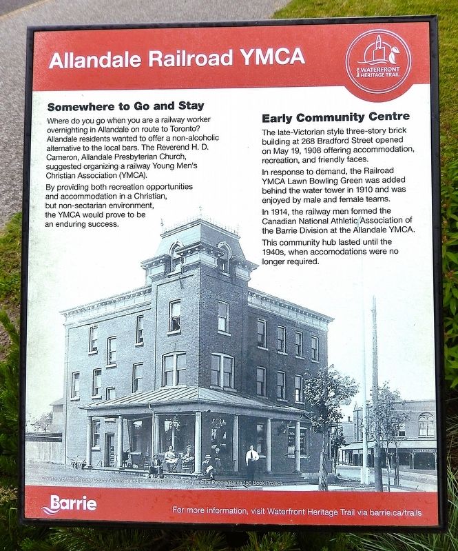 Allandale Railroad YMCA Marker. Click for full size. Allandale Railroad YMCA Marker image. Click for full size.