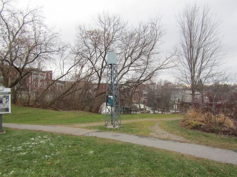 Spanning the Falls Marker. Click for full size. Spanning the Falls Marker image. Click for full size.