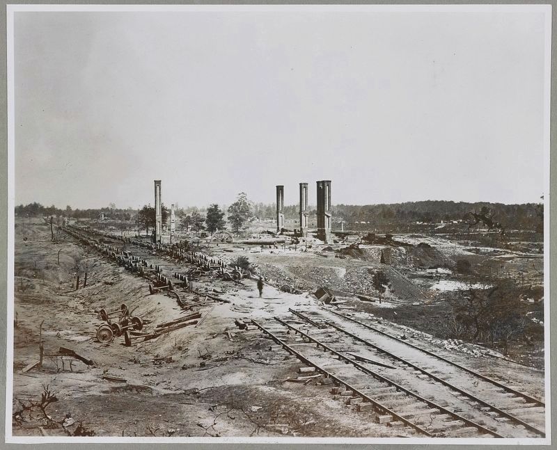 Destruction of Hood's Ordnance train, Georgia Central Railroad image. Click for full size.