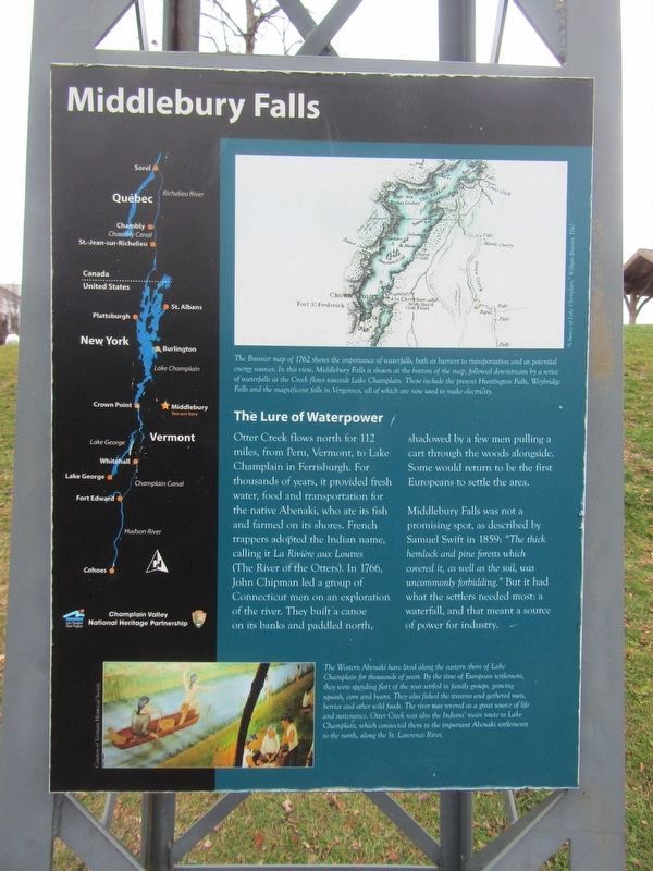 Middlebury Falls Marker. Click for full size. Middlebury Falls Marker image. Click for full size.