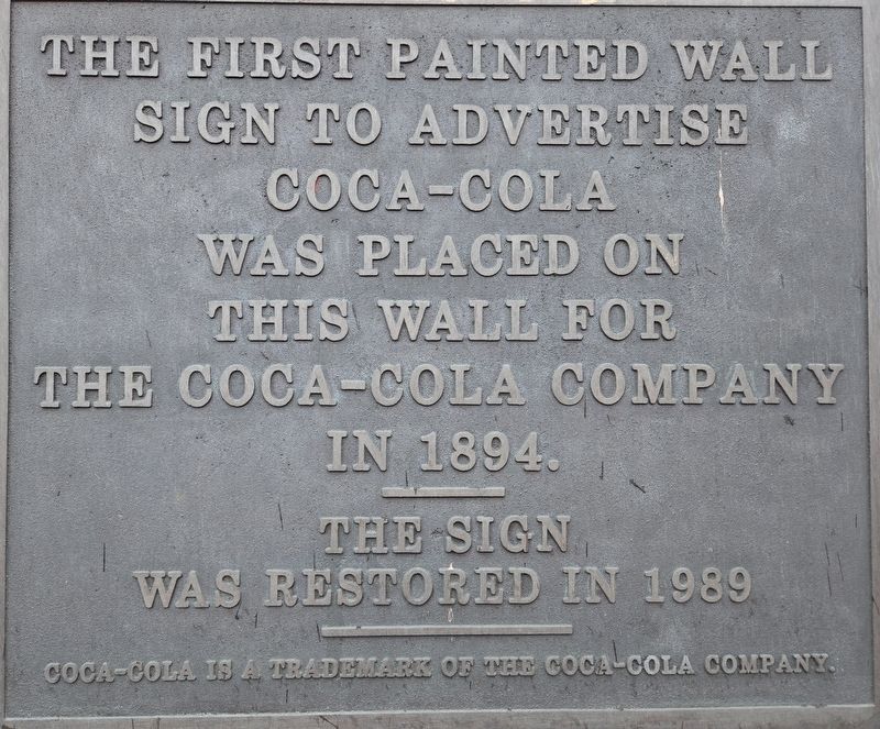 First Painted Coca-Cola Wall Marker. Click for full size. First Painted Coca-Cola Wall Marker image. Click for full size.