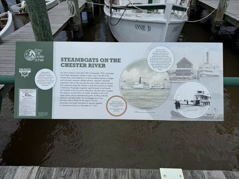 Steamboats on the Chester River Marker image. Click for full size.