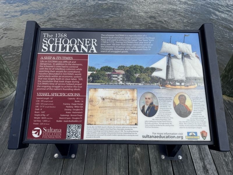 The 1768 Schooner Sultana Marker. Click for full size. The 1768 Schooner Sultana Marker image. Click for full size.